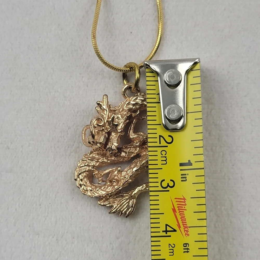 18k plated ropechain‎ dragon pendant necklace 30